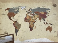 Fototapete XXL Weltkarte beige-braun 254 X 366 cm 8 teilig inkl. Kleister