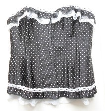 Corsage 36 38 dunkelblau weiß Spitze & Pünktchen rockabilly gothic lolita S/M 