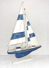 Segelschiff Deko Höhe ca. 65 cm. Holz/Segeltuch blau/weiß gebraucht
