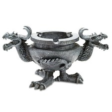 Zwei Drachenköpfe als Aschenbecher 26cm