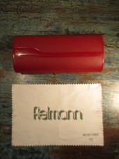 Vintage Brillenetui weinrot 15,5x7x3,5cm Kunststoff Etui mit Fielmann Putztuch