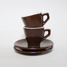 2 ACF Espressotassen mit Untertassen Espresso Tassen eckig scuro