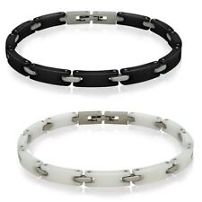 Keramik Edelstahl Armband in schwarz weiß Damen in Geschenkbox Keramikschmuck