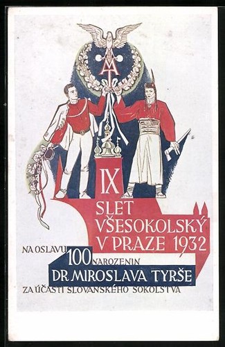 Ansichtskarte sokol turnfest - ansichtskarte, sokol,
