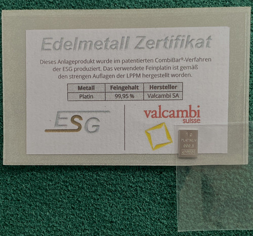 Platinbarren zertifikat - 1g,
