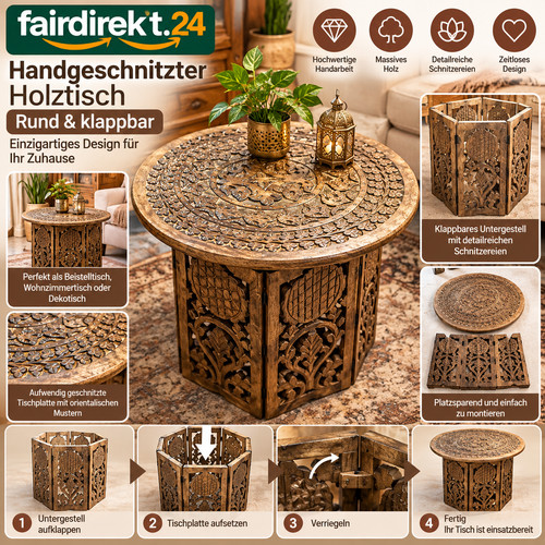 Handgeschnitzter holztisch - handgeschnitzter,