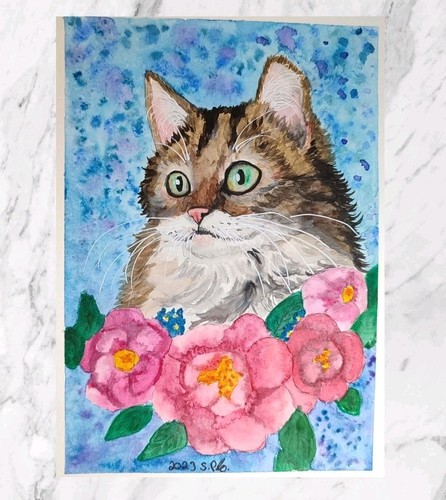 Katze aquarellgemälde - katze,