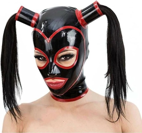 Latexmaske schwarz mit offenen - schwarz,