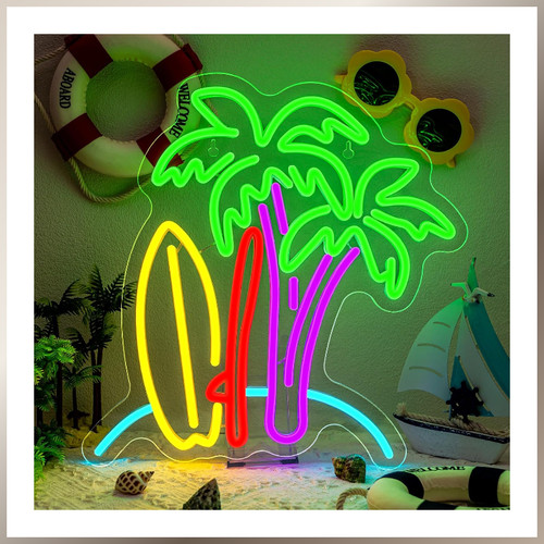 Neon schild palmen strand - neon,