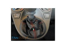 Fiat Panda Schaltmanschette Aus Schwarzem Leder Mit Roten Nähten