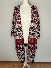 Poncho Cape Strickjacke Kimono von H&M Gr. S Schwarz Rot