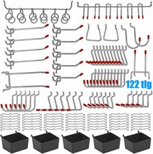 122x Lochwandhaken Metall Haken für Lochwand Werkstatt Werkzeugwand Hakenset