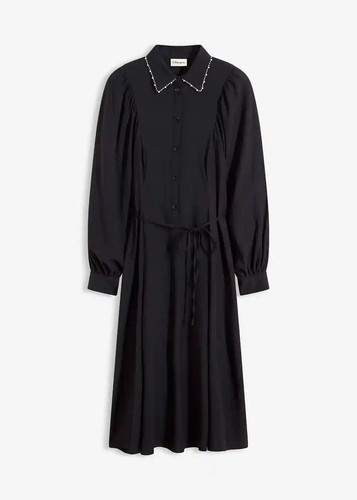 Midi kleid mit perlenkragen - mit,
