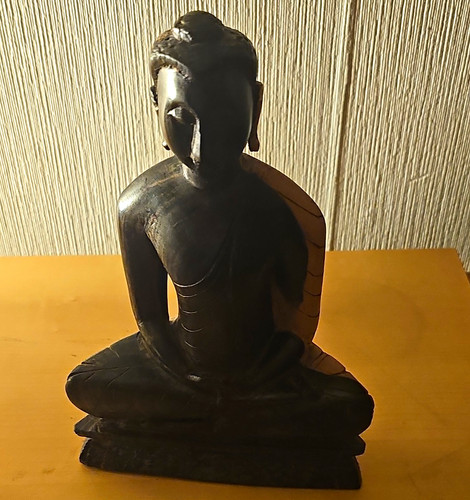Sitzende buddha figur holz - buddha,