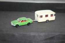 Alter Mercedes Benz 450SE W116 Nr 249 + Wohnwagen Majorette Modellauto 1/60