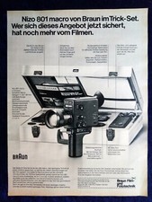 Braun Nizo 801 Macro Kamera,   originale Werbung aus 1976