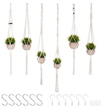 6x Blumenampel Handgewebter Makramee mit Aufhängung Hängeampel Pflanzenaufhänger