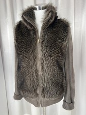 INOCHI Echt Pelz Felljacke Strickjacke 36 Grau Taupe Elegant