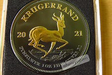 Krugerrand  1oz Silbermünze, Ruthenium und Gold, Südafrika  2021