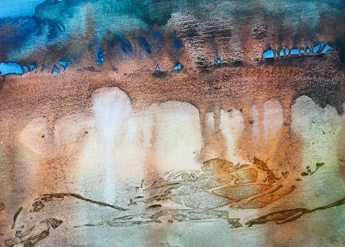 Abstrakte landschaft aquarell - landschaft,