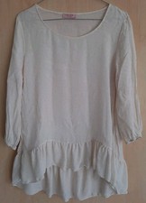 Conleys Damen Bluse Tunika beige Gr. 36 Rüschen, hinten länger ,Verfärbungen u.A
