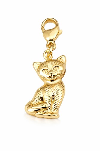 Anhänger charm katze gold - anhänger,