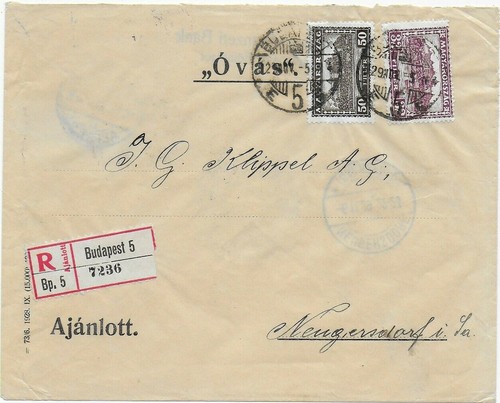 Einschreiben budapost 1922 - budapost,