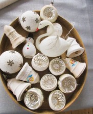 Alter Christbaumschmuck aus Watte Watteschmuck Reflexkugeln Glöckchen Schwan