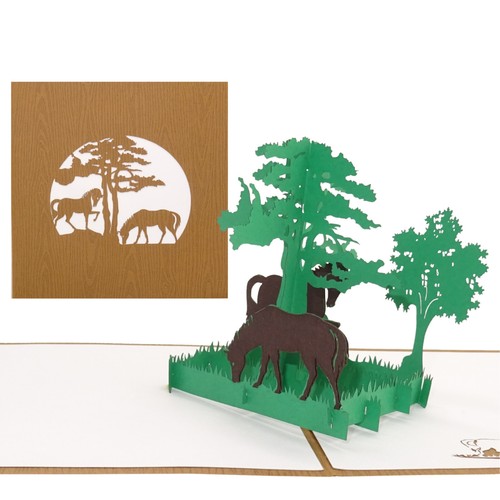 Pop karte wildpferde 3d - pop, up