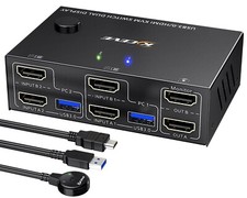 KCEVE USB 3.0 HDMI KVM Switch 2 PC 2 Monitore 4K@60Hz 2K@144Hz Simulation EDID