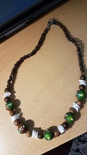 1 Halskette-Hawaiikette-Perlen-Kugeln-braun-grün-weiß-gelb-NEU/UNGETRAGEN