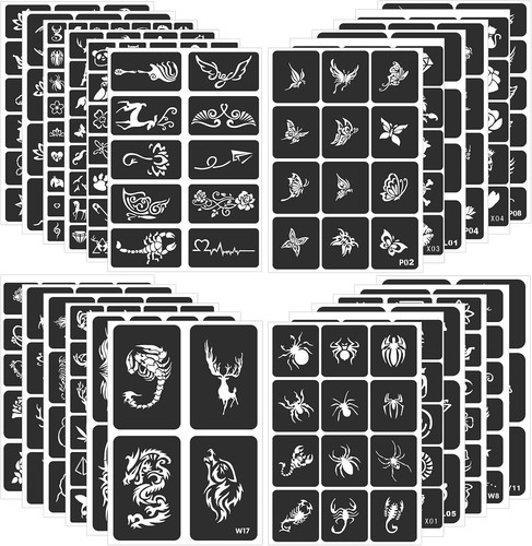 Henna schablonen set blatt - henna, 24