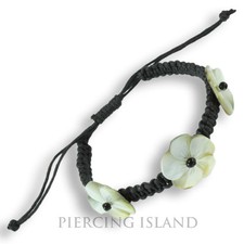 Muschel Armband Flower Blume Schwarz Maori Design längenverstellbar B067