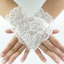 elastische Spitzenstulpen Armstulpen GOTHIC WGT FESTIVAL COSPLAY LOLITA Weiß