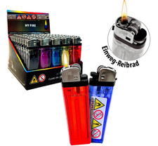 100 Einweg Feuerzeuge 2 x 50 er Pack im Verkaufsdisplay mit Kindersicherung