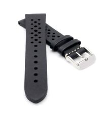 Soft Kalb-Nappa Rallye Uhrenarmband Modell Montreal-Golf-NL schwarz 20 mm