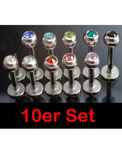 10er set lippenpiercing - 10er,