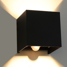 Würfel LED Wandleuchte Wandlampe mit Bewegungsmelder Up Down außen/innen Schwarz