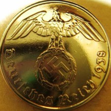Altdeutschland 5 Reichspfennig 1938 - Goldfarbe - Münze III. Reich - Zweiter Weltkrieg - Vintage - RARITÄT