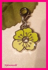 Tolle Blume mit Straß Charms Anhänger Kettenanhänger m. Karabiner NEU  (c494) 