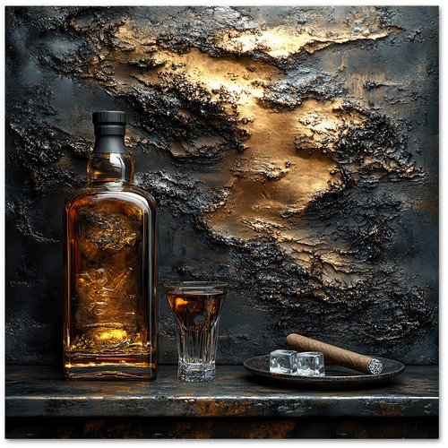Leinwand bild whiskey zigarre - leinwand,