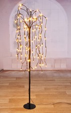 108 LED Lichterbaum "Weide" 120 cm Braun hängende blattlose Zweige Lichter Baum