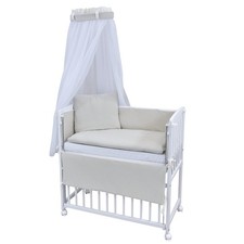 Baby Beistellbett weiß 90x40 Matratze und Bettwäsche Komplettset Soft Interlock