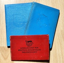 3 Dokumente DDR: Mitgliedsbuch DSF 1953-1976 eine Person Mitgliedsausweis Frau