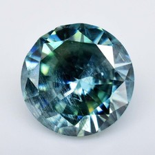 Ozeanblauer Moissanit 2,60 kt rund 9 mm atemberaubender zertifizierter...