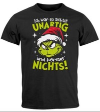 Herren T-Shirt Weihnachten Grinch Spruch lustig Ich war unartig XMAS Outfit