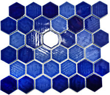 Hexagonale Fliesen Ultramarinblau Pastell Farbtöne Keramikmosaik Mosaikfliesen