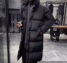 Herren-Daunenjacke, mittlere Länge, warm, Stehkragen, Baumwolljacke, Wintermode