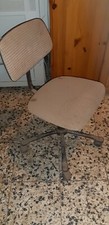 Schreibtischstuhl 70 er Jahre Drehstuhl Retro Holz und Stoff ohne Polsterung 