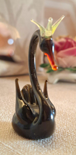 Vintage glasfigur schwan mit - glasfigur,